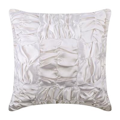 White Accent Pillow  Patchwork Throw Pillow CoverSatin Pillowcases Ruched White Pillow Cover Solid Color Easter - Dreamy White