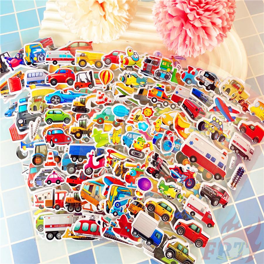 12Sheets/set Cartoon Vehicles Rewards Sticker Puffy Bubble Toys Stickers