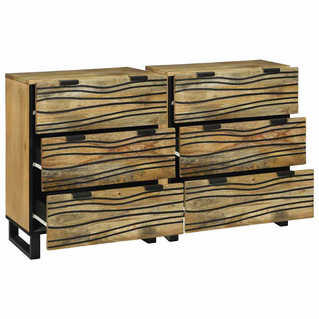 Sideboard Set 2 pcs Natural 120 x 33.5 x 75 cm Solid Mango Wood