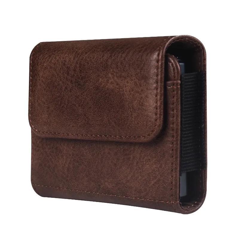 

for Samsung Z Flip7 Moto Razr 50 Ultra HUAWEI Pura X Leather Waist Bag for Foldable Phones Flip Phone Pouch Bag with Card Slot коричневый