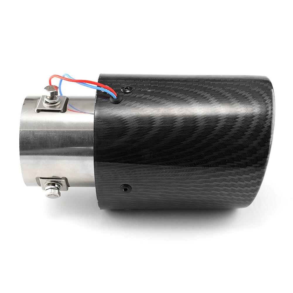 Furulu Universal Carbon Fiber Style Car Exhaust Muffler Pipe Tip LED Light Exhau