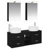 5 Piece Bathroom Furniture Set Black Oak Engineered Wood and Glass