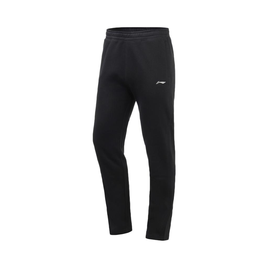Li-Ning Solid Color Logo Print Fleece Casual Straight Leg Sports Pants Men bottoms YKLS469-1