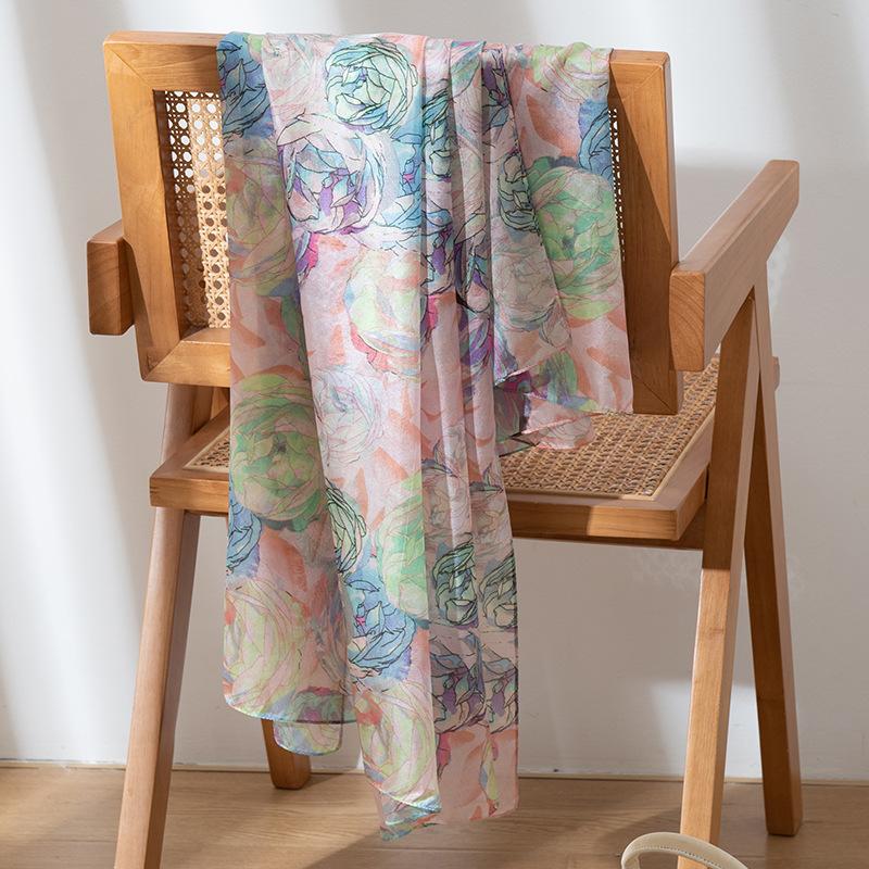 Long Scarf 100% Silk Scarf Long Medium Long Vacation Shawl Women