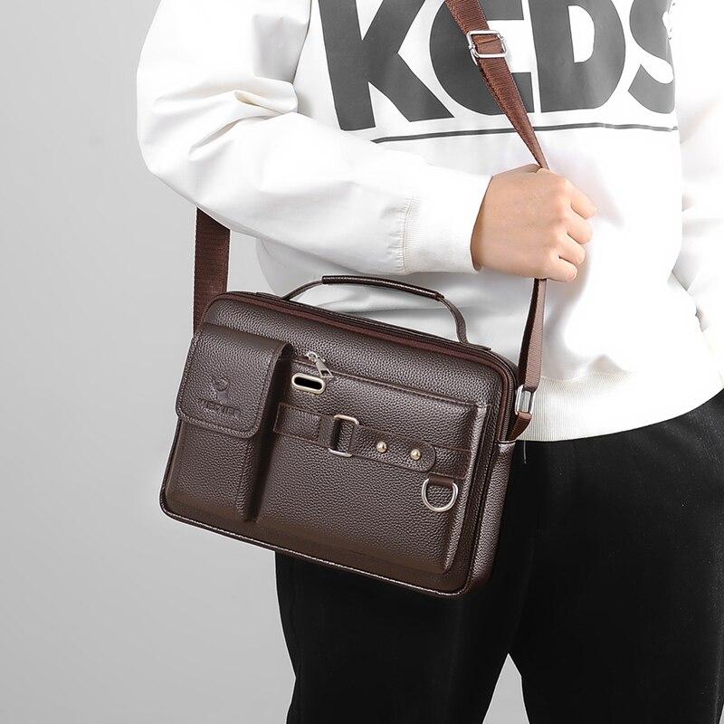 Male Messenger Bags High Quality Business Office Briefcase Fashion Crossbody Bags Men's Shoulder PU Leather Bags
