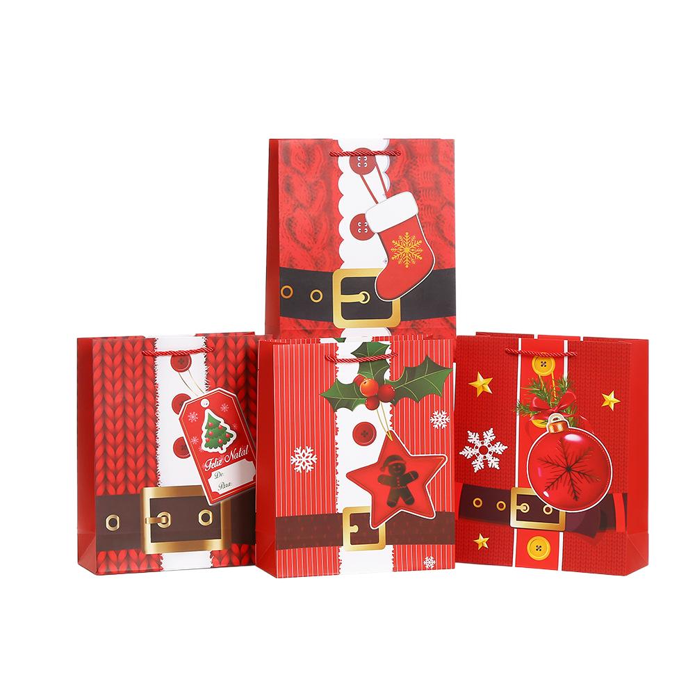 6/10pcs StoBag Christmas Santa Paper Tote Bags Recyclable Gift Bags for Holiday Packaging Party Favors Candy Cookies Classroom