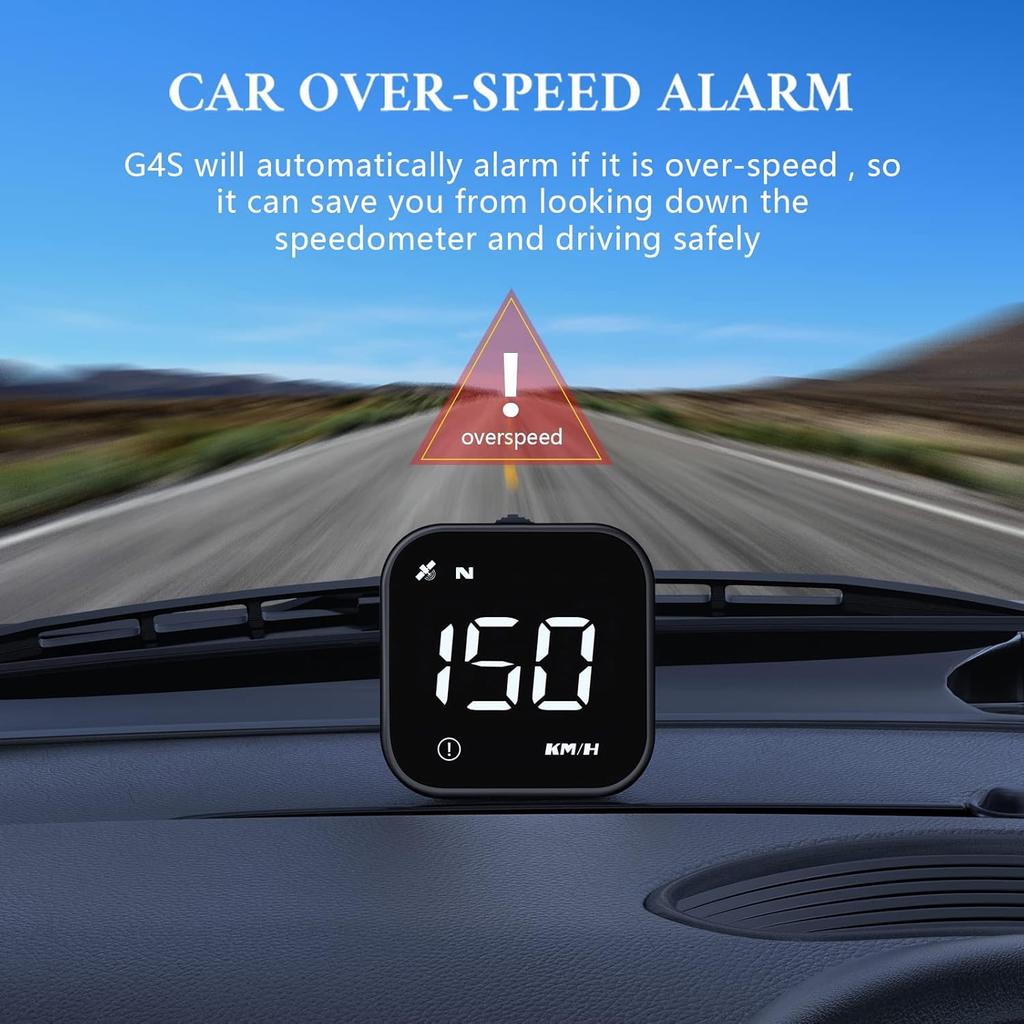 G4S Digital GPS Speedometer, New HUD Car Head Up Display With Digital Speed In MPH KPH, Universal For Cars Truck Electric Hybrid Automobile