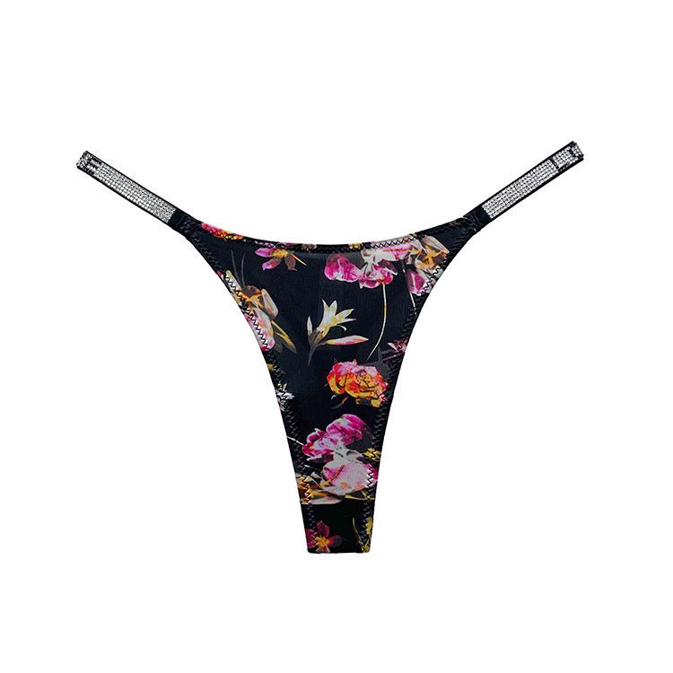 LOVE Strass Europäisch & Amerikanisch Sexy Tanga - Dünner Riemen Fitness Sport T-Hose für Damen M black