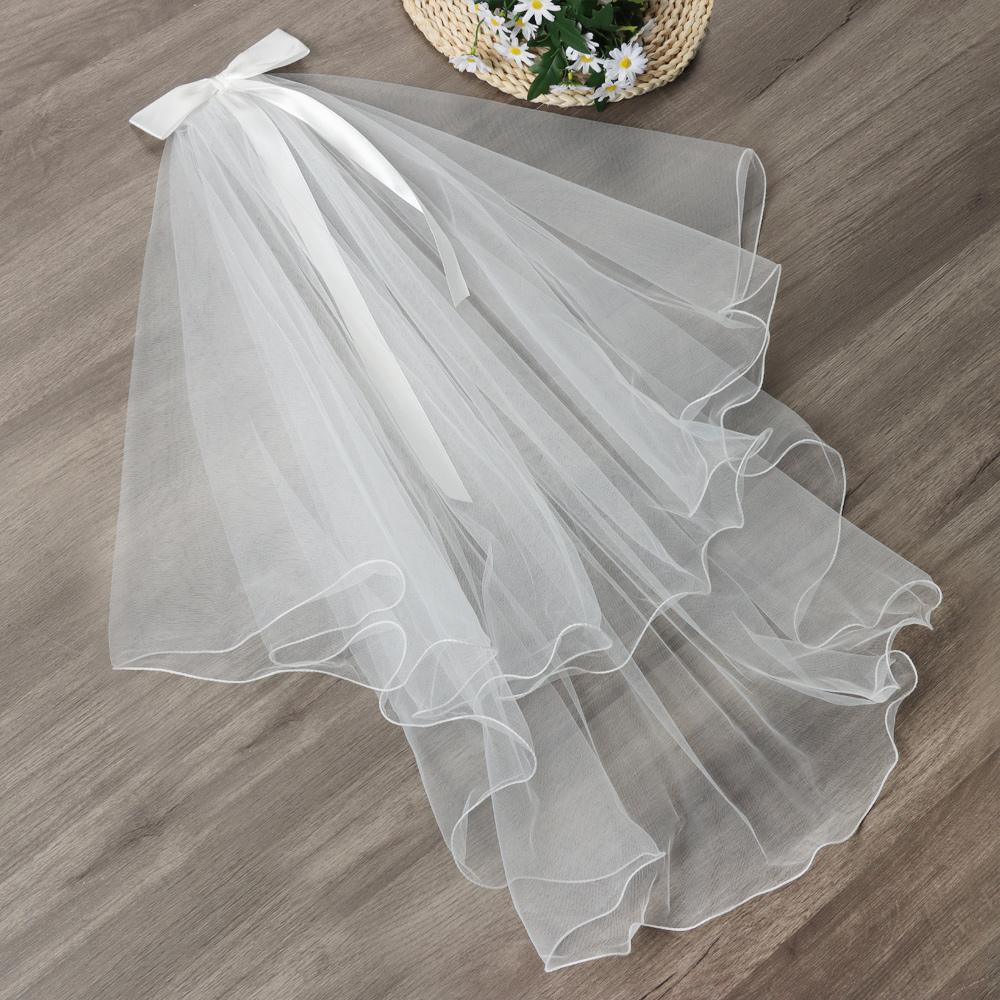 Accessories Short Simple White Ivory Two Layer Wedding Veil Women's Tulle With Comb Bridal Veil