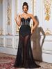 Strapless Rhinestone Mesh Bandage Evening Dress