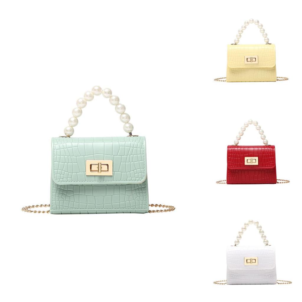 2021 Ladies Crocodile Pattern Pearl Jelly Handbag Women's Wholesale Handbag Fresh Sweet Style