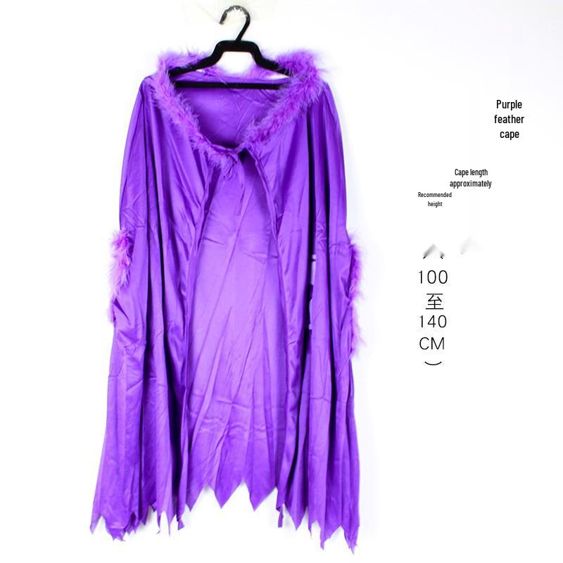 Children's Witch Halloween Black Cloak Costume for Dress-up and Cosplay