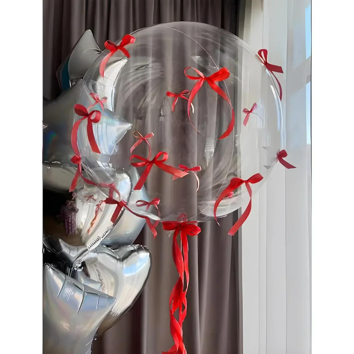 

18 дюймов/24 дюйма Прозрачный Боббол Розовый бант Ленточный набор воздушных шаров День святого Валентина Помолвка День рождения Украшения 24inch 1pc