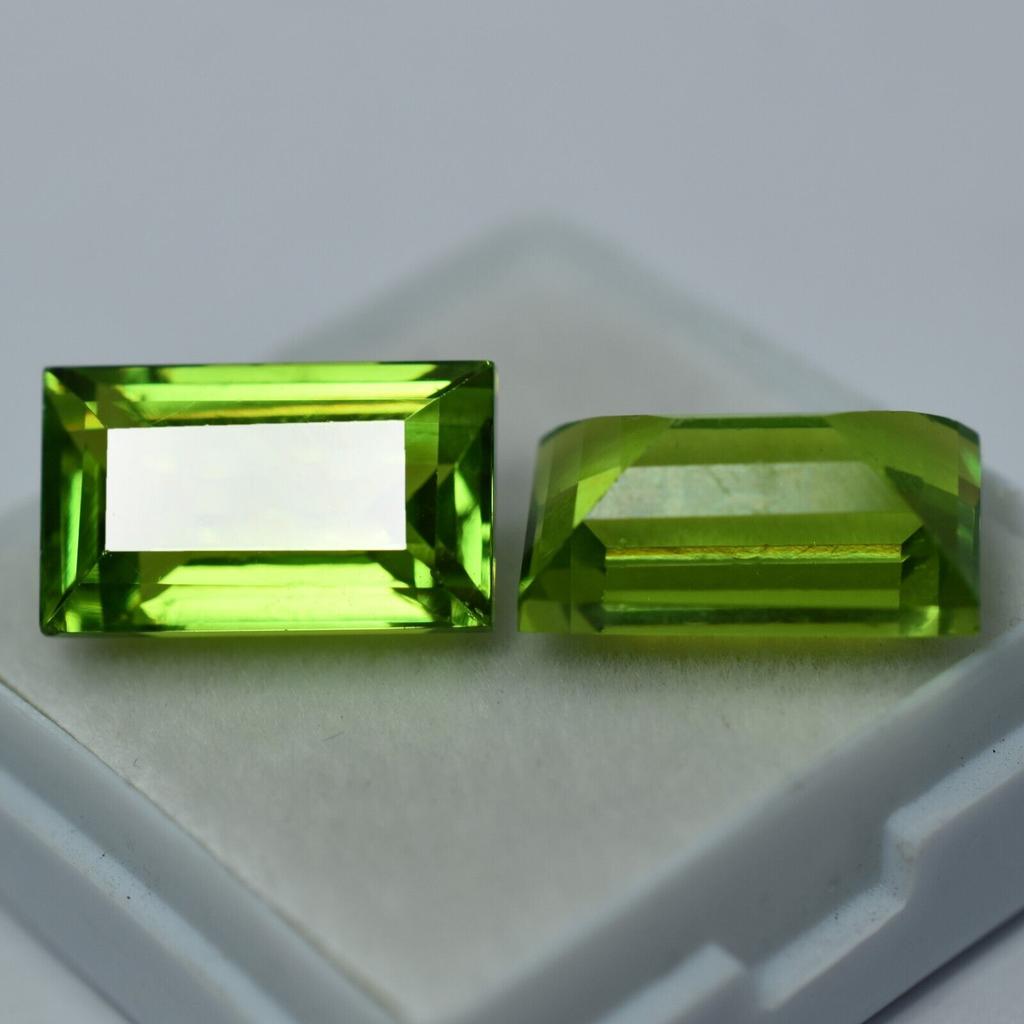 CERTIFIED Natural Peridot Loose Gemstone Pair 10 Ct Baguette Cut for Jewelry