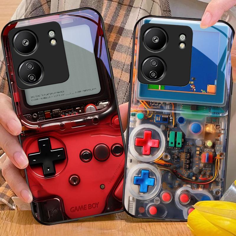 Console di Gioco Per Xiaomi Redmi 13C Note13 12 Pro Plus 5G Note 9 13T Pro POCO X6 F5 F6 Custodia Nera in Vetro Temperato per Telefono