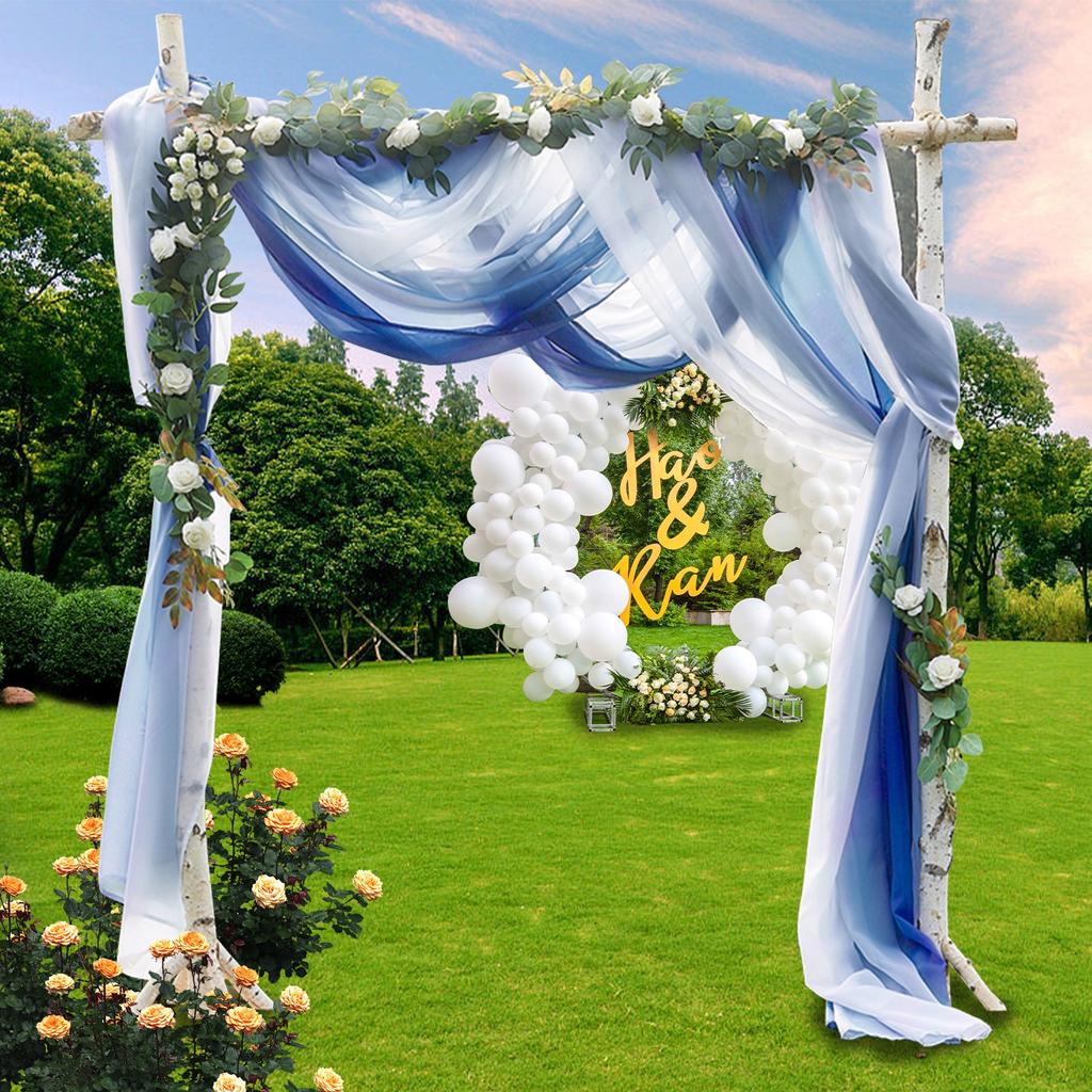 Terrassen Schal Gardine Bogen Vorhang Veranda Hof Hochzeitszeremonie Party Dekoration Transparenter Voile Tüll Fensterpaneel