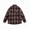 Vintage plaid polo collar shirt jacket women's spring and autumn Korean version loose shirt chic top