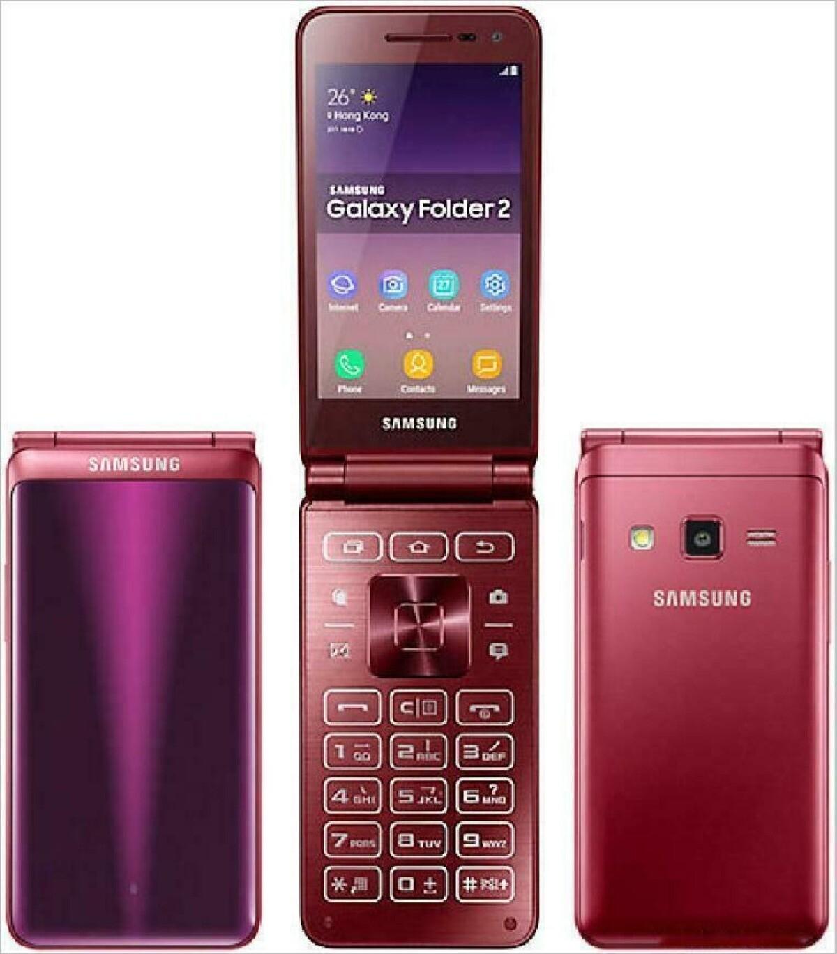 Samsung Gerenoveerde  Galaxy Folder 2 G160N 4G LTE Origineel 2GB RAM 32GB ROM Flip Ontgrendelde Smartphone rood