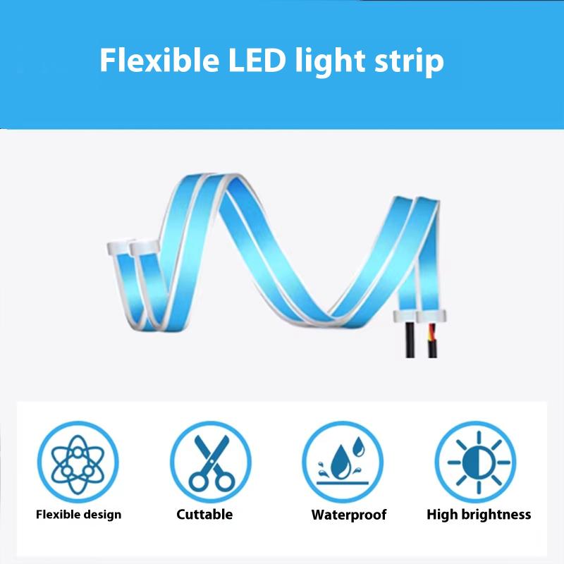 2Pcs 30Cm Car Drl Flexible Waterproof Headlight Led Strip Universal Auto Headlights Turn Signal Yellow Brake Flow Lights