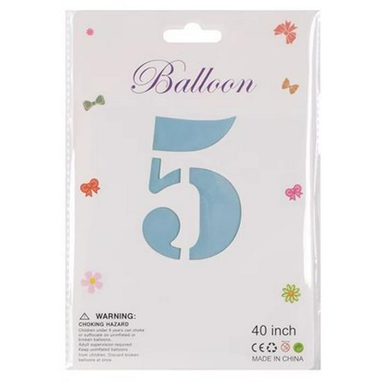 40" Baby Blue Number Foil Balloon for Birthdays, Weddings, Anniversaries, and Party Decorations.