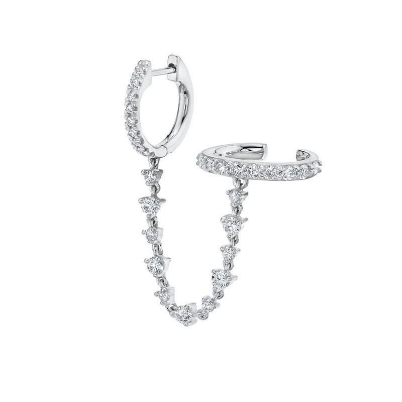 925 Silver Needle Long Chain Stud Earrings For Women Exquisite Zircon Geometric Tassel Pendant Earrings Luxury Jewelry