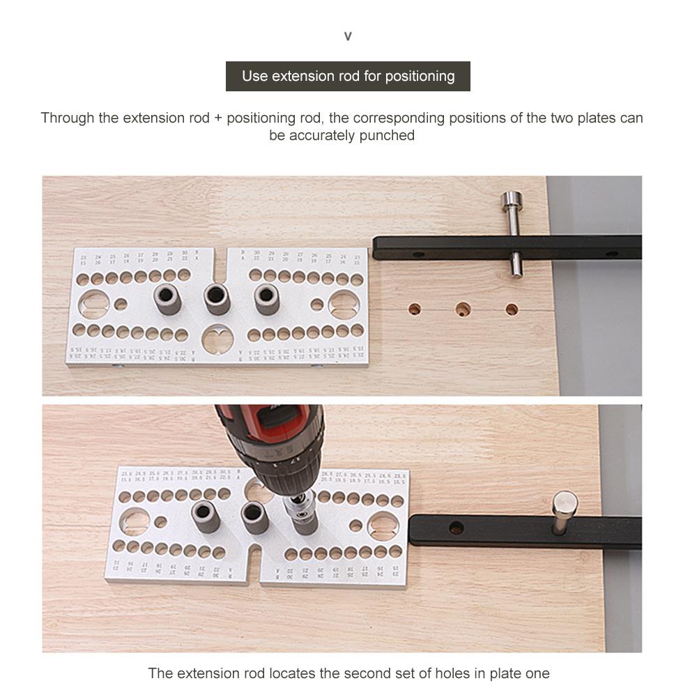 3 In 1 Woodworking Doweling Jig Kit Adjustable Drilling Guide Puncher Locator Positioning Multifunctional Carpentry Accessory
