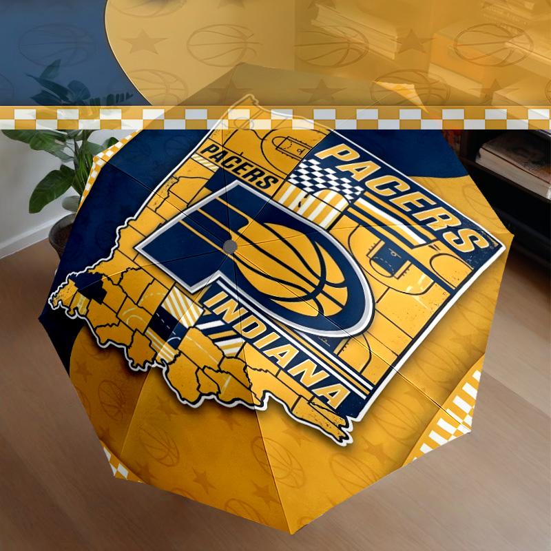 Pacers Basketball Team Umbrella 8-Frame for Travel, Camping, Casual Lightweight Portable Umbrella, Essential for Every Family Holidays Gift