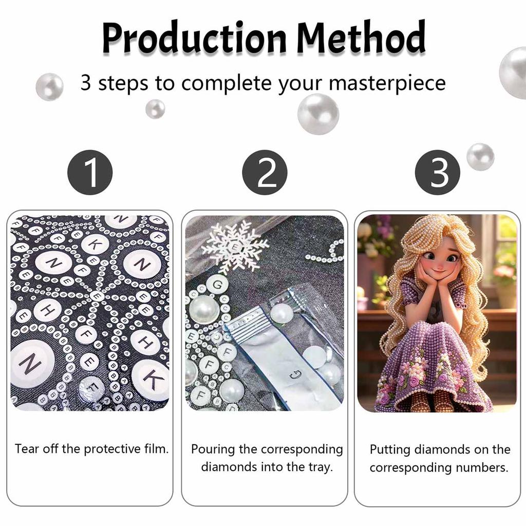 Disney Pearl Painting Handmade Rapunzel Pearl Kit Home Decoration Painting Flower Dress Art Craft Decor.