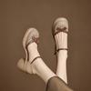 2026 Summer Retro Round Head Thick Bottom Hollow Women's Sandals Fashionable Slimming and Height Increasing Hollow Breathable Sandals for Women