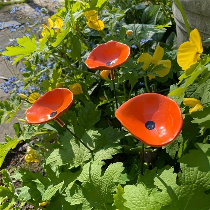 Mini Poppy Flower Stakes Bee Cups