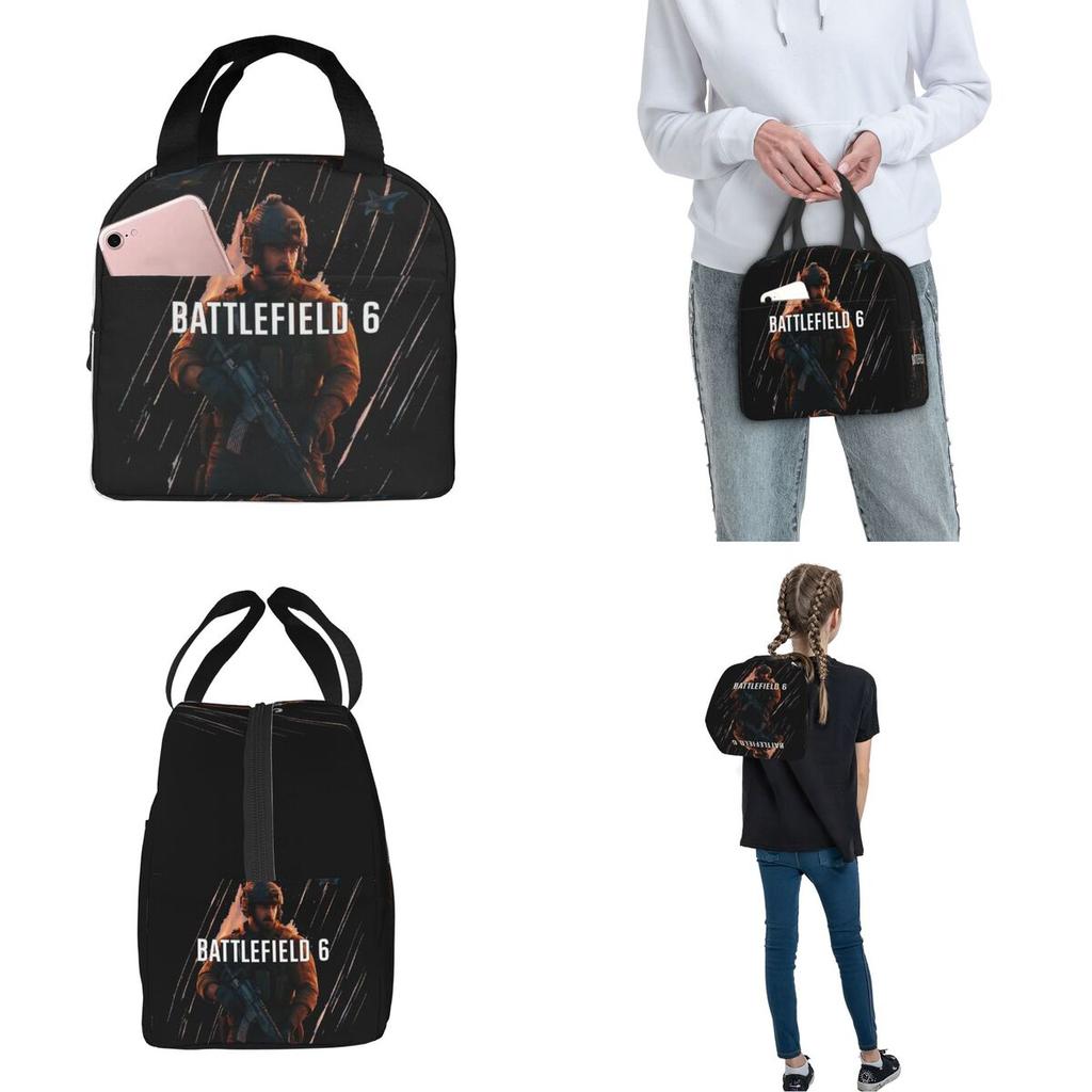 Battlefield 6 Funny Games BF6 Merch Insulated Lunch Bag For Outdoor Food Storage Bag Leakproof Thermal Cooler Bento Box