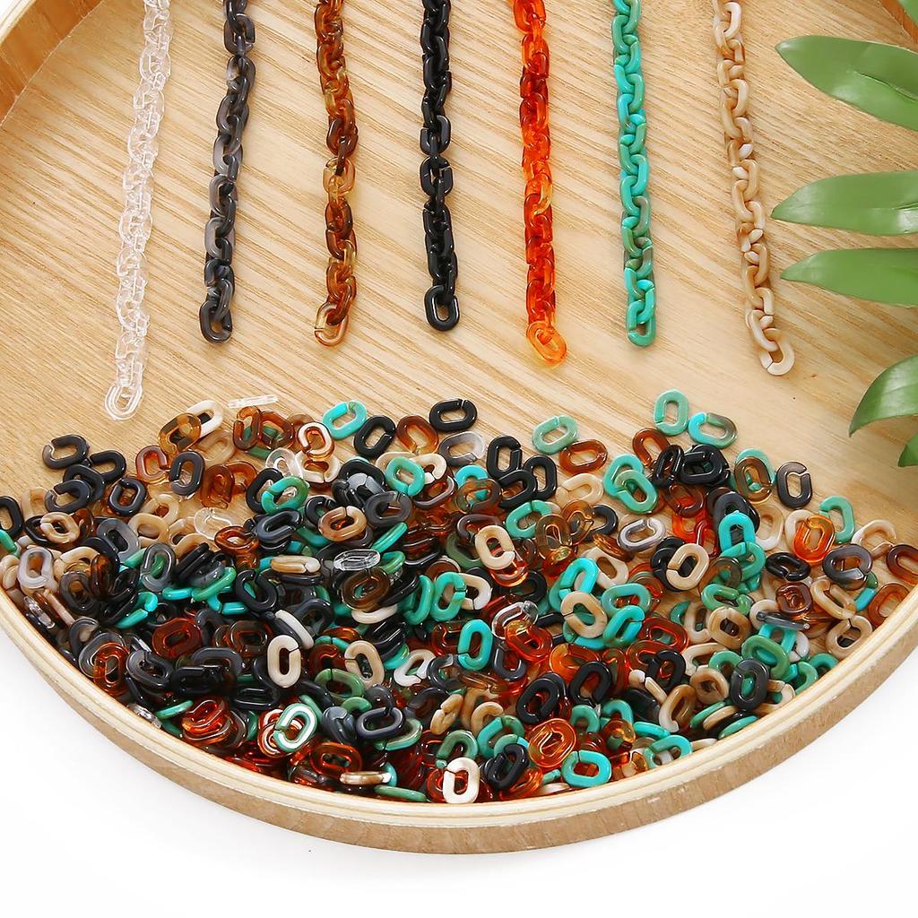 100 sztuk akrylowy płaski Twist płaski łańcuch w kształcie litery O otwarty pierścień koraliki złącze ogniwo łańcucha do tworzenia biżuterii