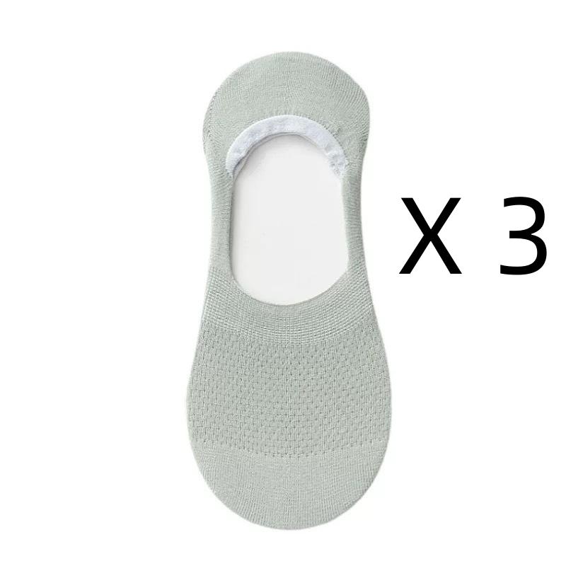 3 Pairs Women's Invisible Cotton Boat Socks Mesh Breathable Ankle Low Cut Soft Comfortable Silicone Non-Slip No Show Socks for Daily Wear