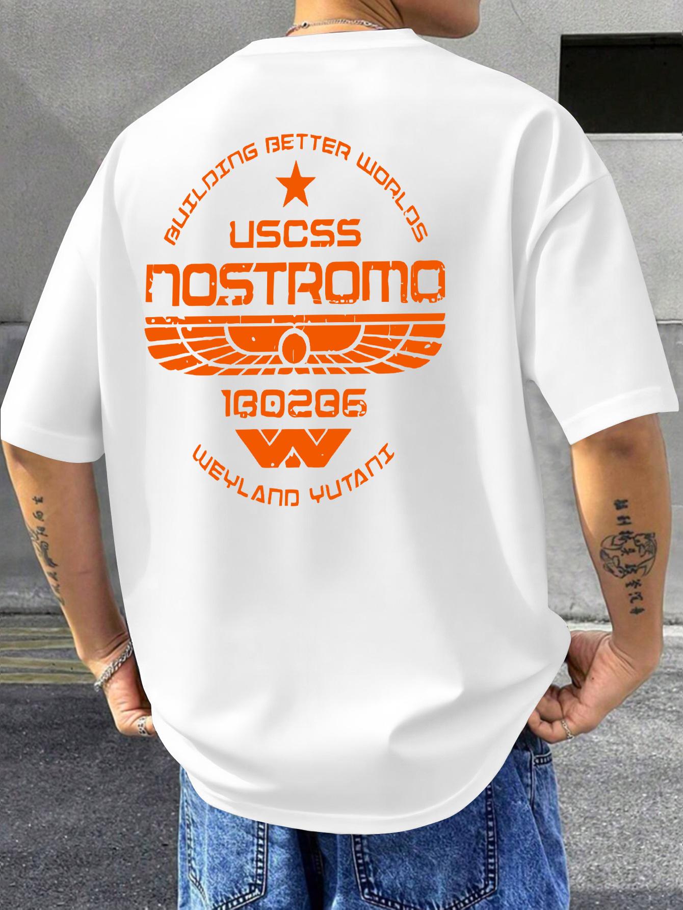 

Футболка с ретро-принтом «Чужой» Nostromo Свободный крой Повседневная с коротким рукавом 100% хлопок Всесезонная Уличная одежда Футболки с принтом фильма «Чужой» S