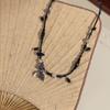 Fashion Metal Dragonflies Pendant Necklace Y2K Black Beads Chain Statement Choker Necklace for Women Club Punk Jewelry