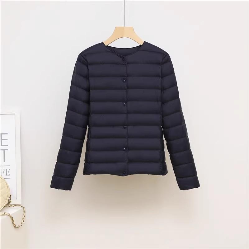 

2025 new light and thin down jacket, women s short inner and outer wear, women s collarless light casual top tide XXXXL Темно-синій