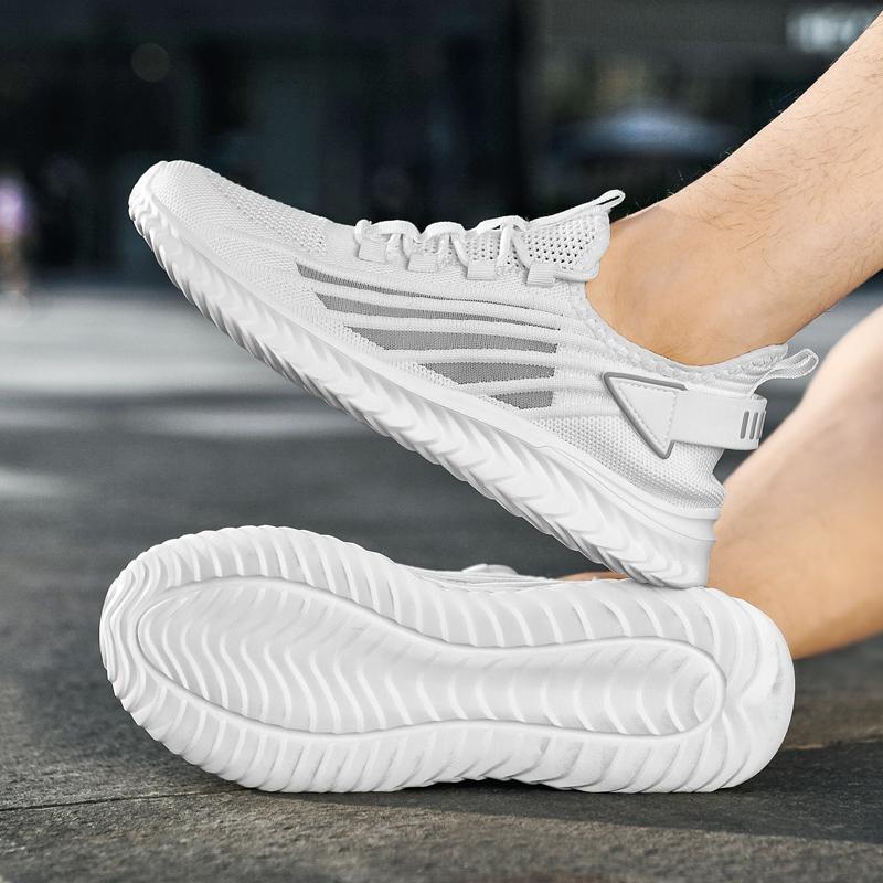 Fashion Man Running Shoes Outdoors Breathable Mesh Soft Men Casual Sneakers Light Walk Trend Fashion Mens Sports Trainers White Large 48
