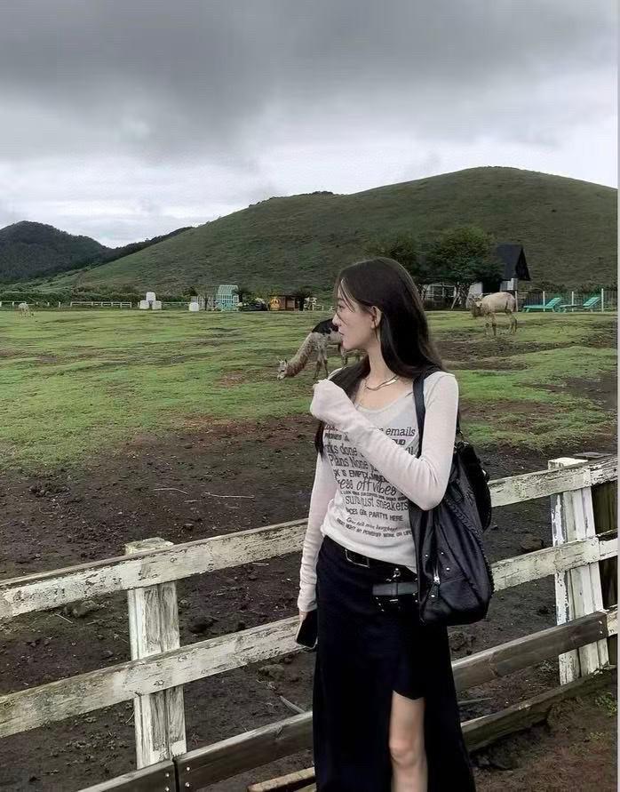 New Style American Spicy Girl Letter Print Sheer Long Sleeve T-shirt