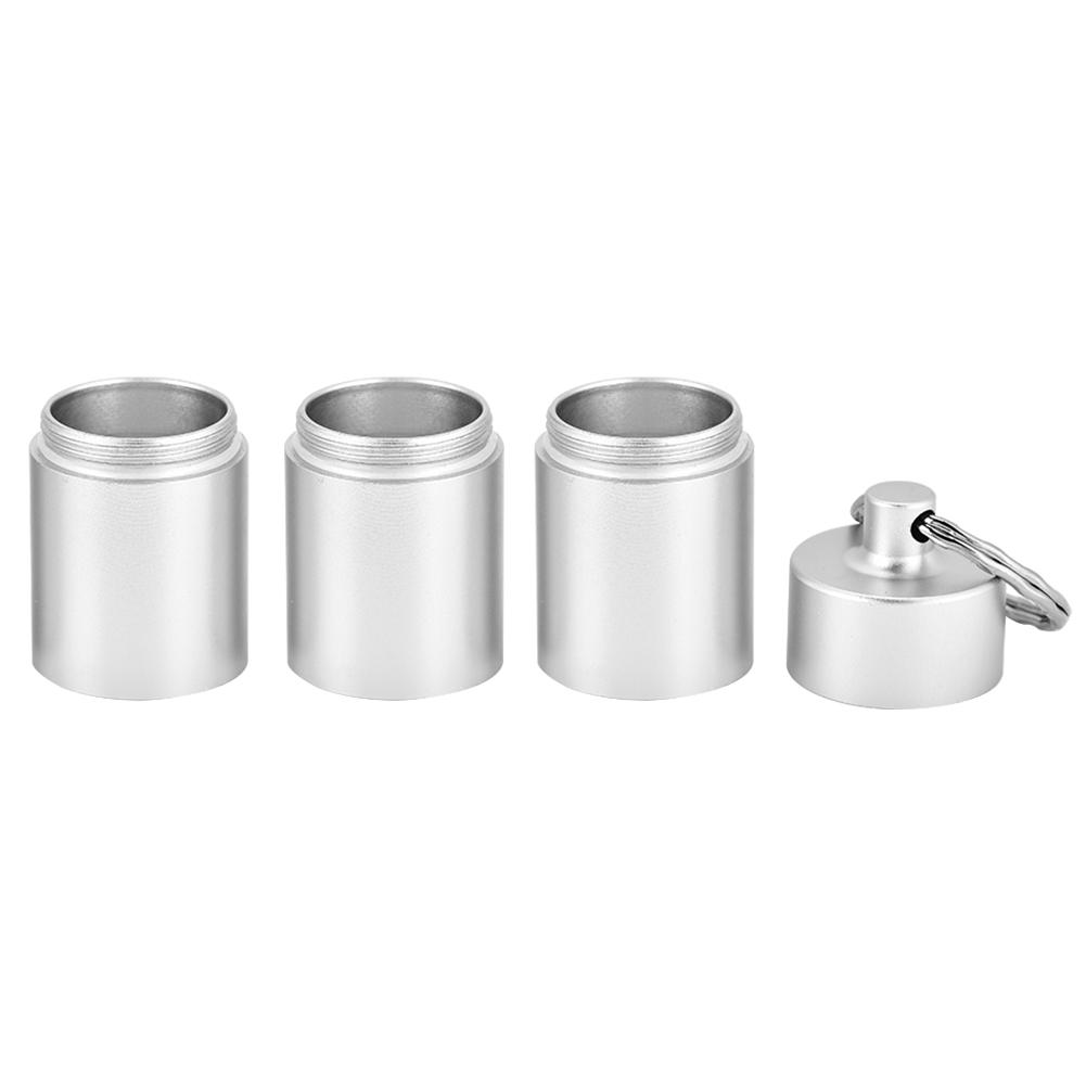 Waterproof Aluminum Alloy Pill Bottle Medicine Container Holder for Outdoor Survival(Silver)