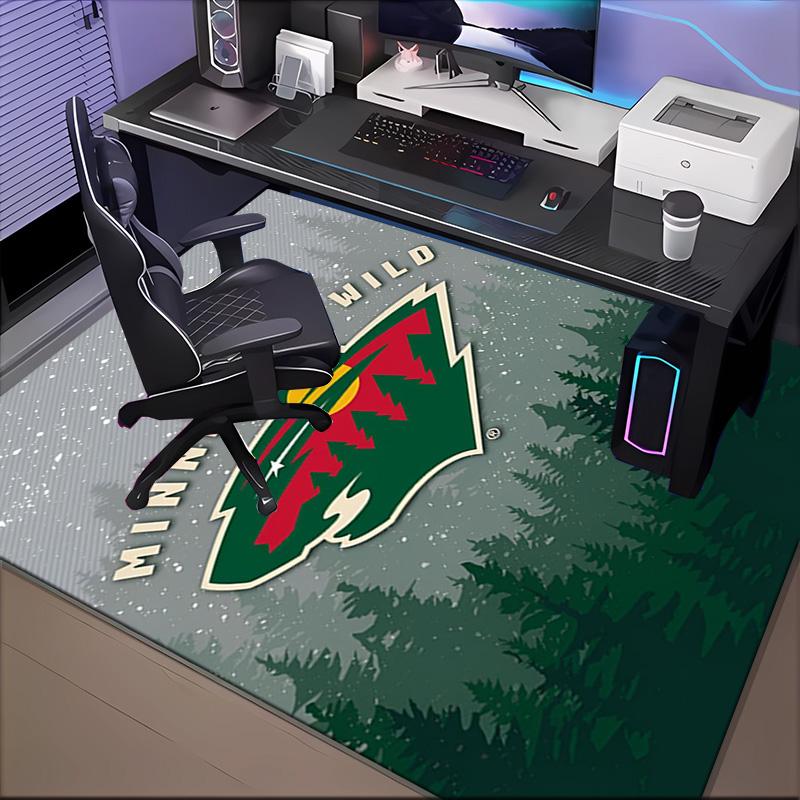 Minnesota-Wild Hockey Team Floor Mat for Living Room, Game Rooms, Office, Bedroom, Office Floor Mat Playful Design, Christmas Fan Gifts