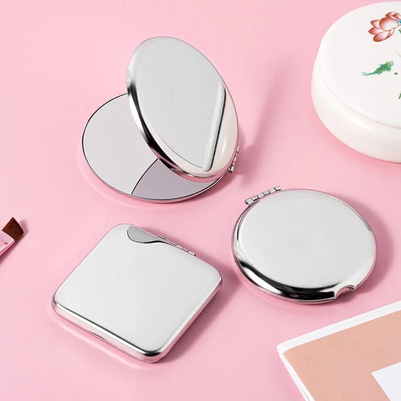 1pcs Hand Pocket Folded-Side Cosmetic Make Up Mirror Portable Women Stainless Steel Makeup Mirror Small Various Shapes