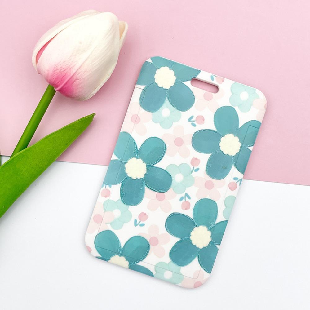 Sweet Floral Card Protective Sleeve Neck Strap Lanyard Card Holder Cute Card Case  ID/Bus/Bank Card