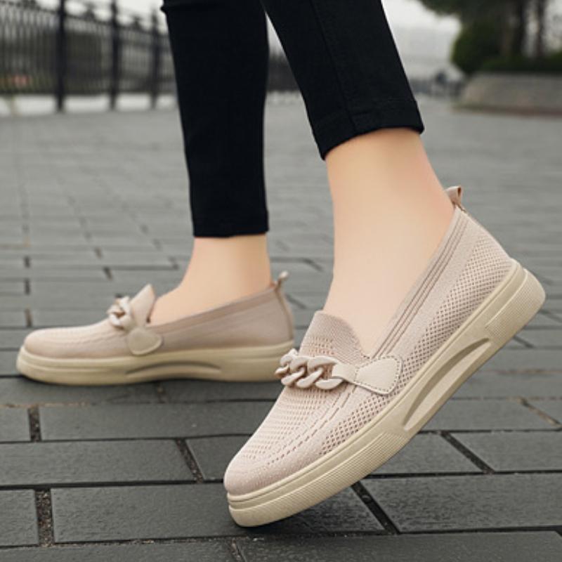 

Повседневные женские кроссовки, удобная весенне-осенняя женская обувь, женские лоферы без шнуровки, женская обувь на плоской подошве, 2023 36 бежевый