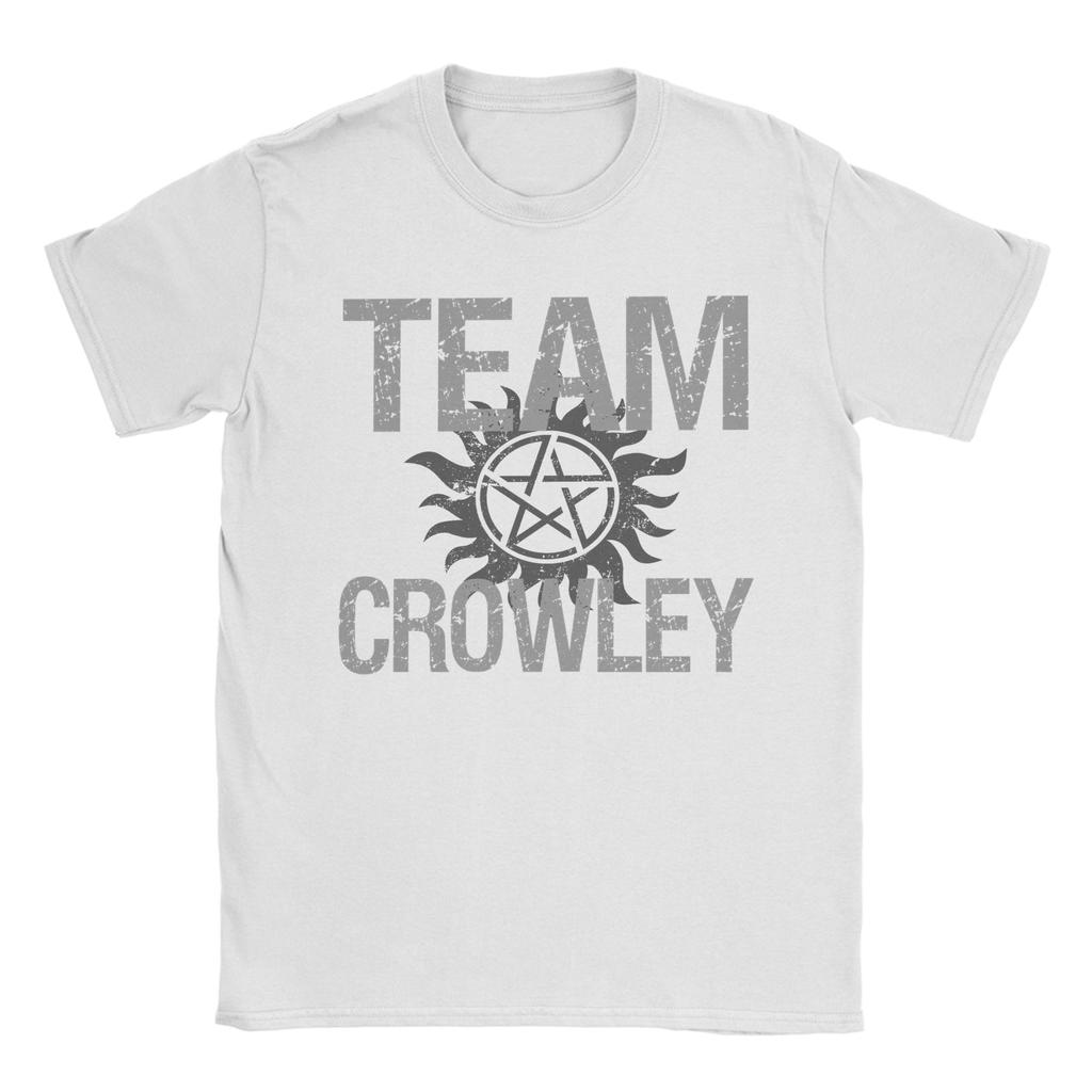 Unisexs TShirts Supernatural Team Crowley Leisure 100 Cotton Tee Shirt Short Sleeve T Shirts Crew Neck Clothing Plus Size