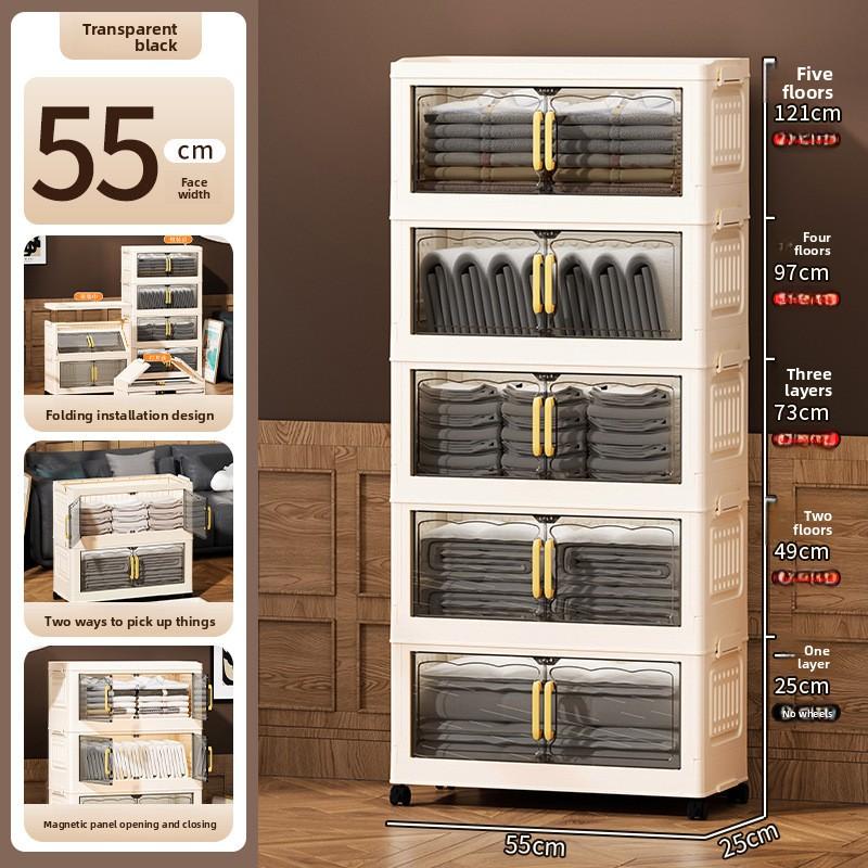 Flip Storage Box Storage Cabinet Foldable Plastic Wardrobe Cross-border Clothes Organizing Box Home Bedroom Locker
