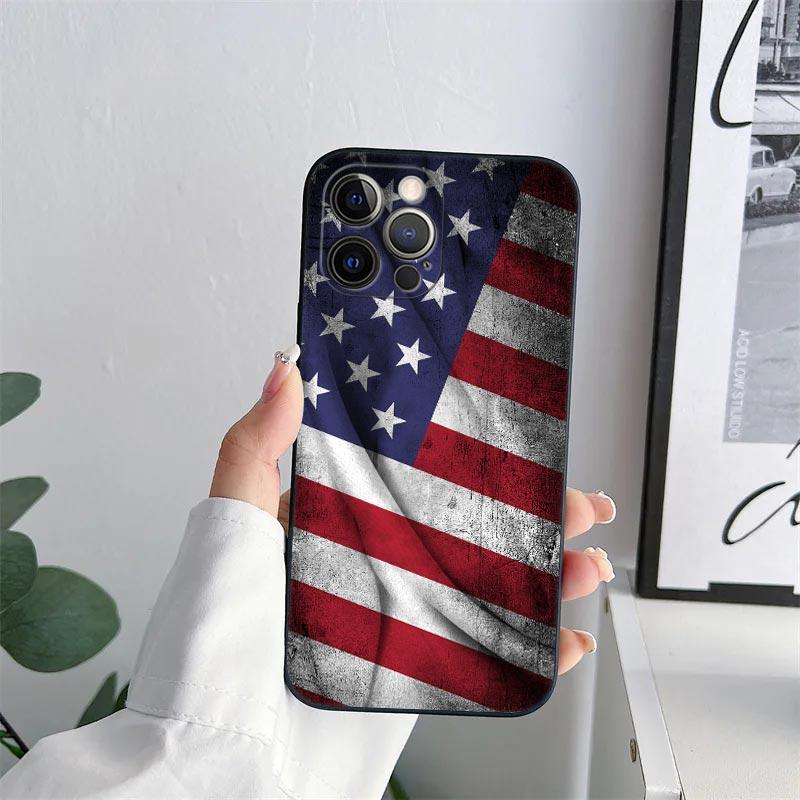 

American USA Flag Eagle Phone Case for iPhone 11 15 Pro Max Case Coque 14 Plus 13 Pro 12 11 X XS XR 6 7 8 SE 2020 TPU Soft Cover iPhone 14