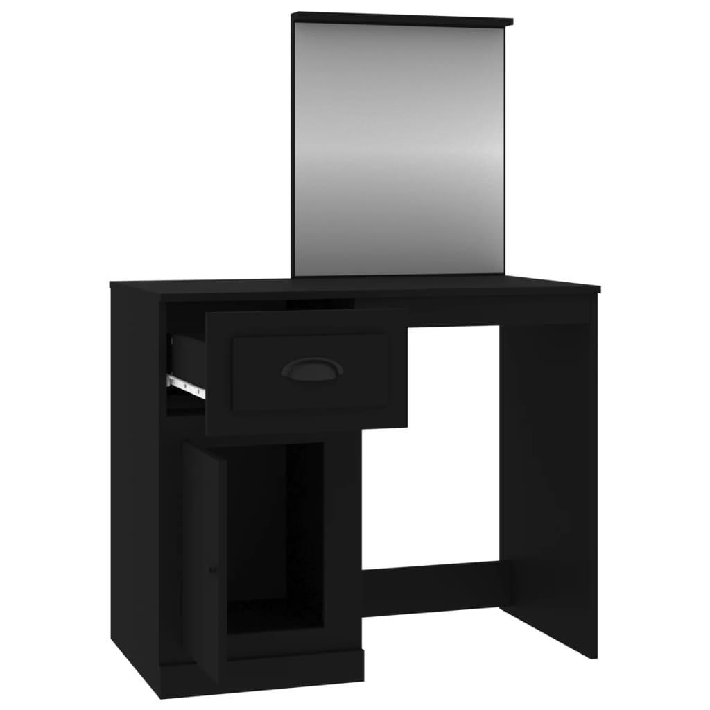 Dressing Tables Dressing Table With Mirror Black 90X50x132.5 Cm Engineered Wood