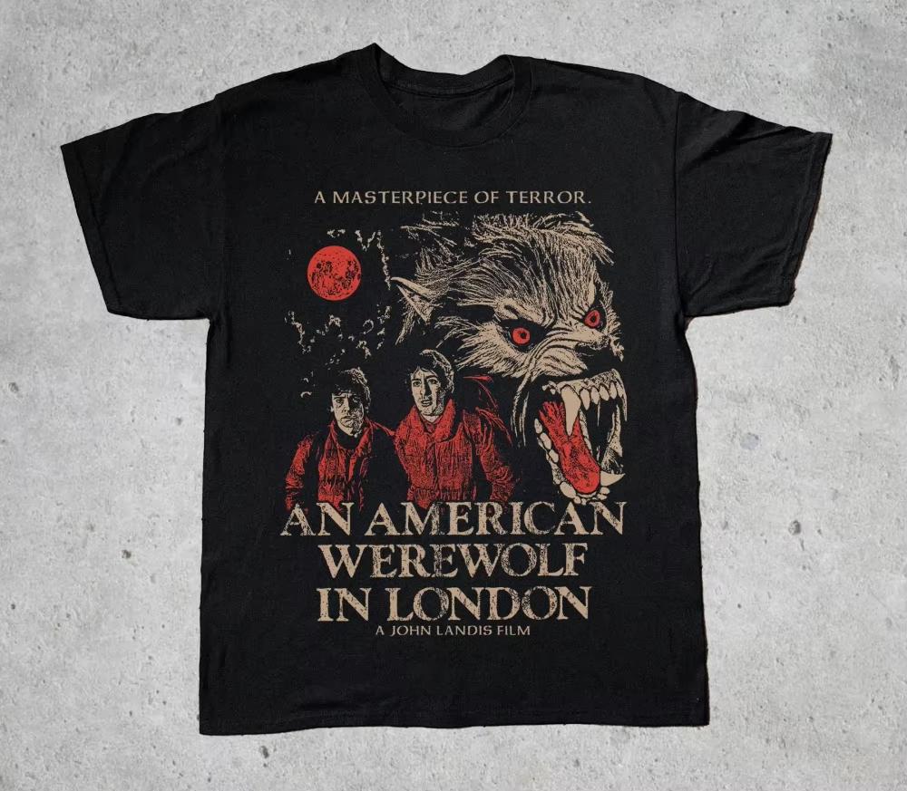 

American Werewolf in London Black Casual Loosefitting Fashion Unisex Pure Cotton AllSeason Base Layer Streetwear Top S