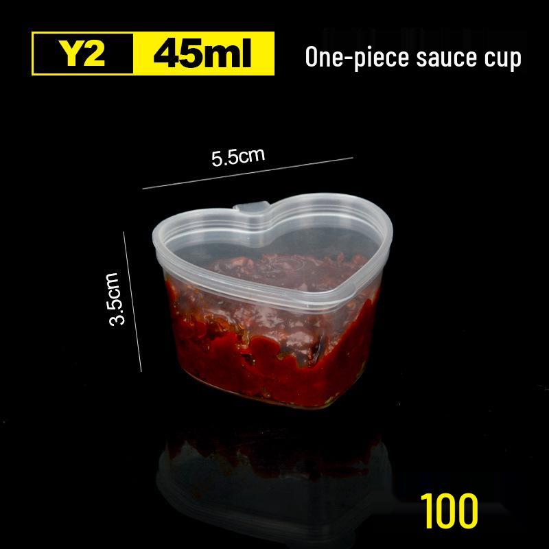 100 Tazzine di Plastica Monouso per Salse con Coperchio - Ideali per Polpa di Frutto della Passione, Salsa Piccante, Salsa di Soia e Condimenti