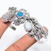Rainbow Moonstone, Topaz Gemstone 925 Sterling Silver Cuff Bangle Adj. J2A21